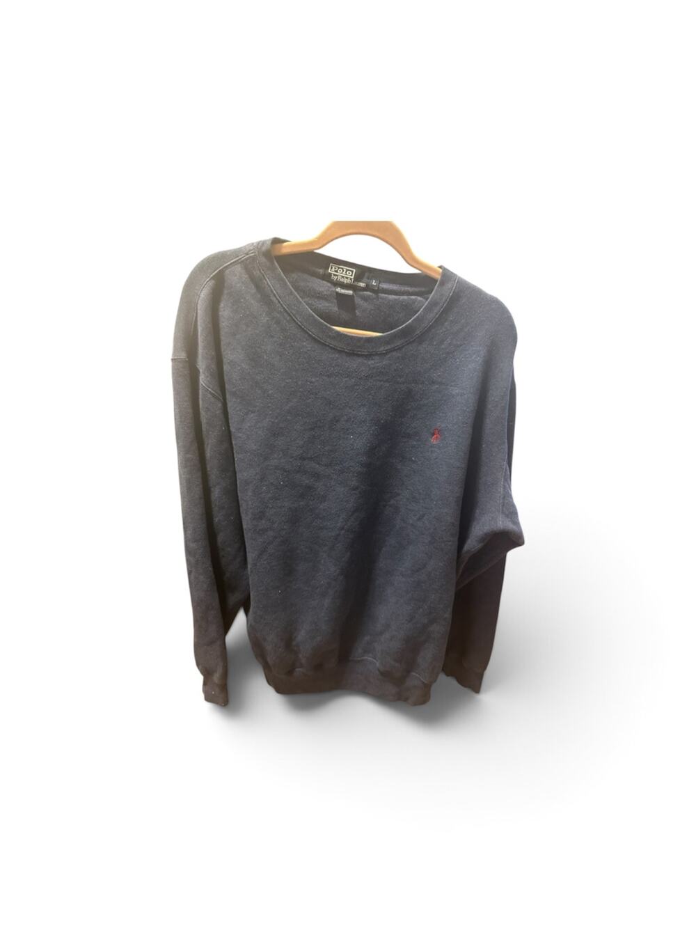 Vintage Polo Ralph Lauren Crewneck Sweatshirt Black Size Large Red Pony Logo